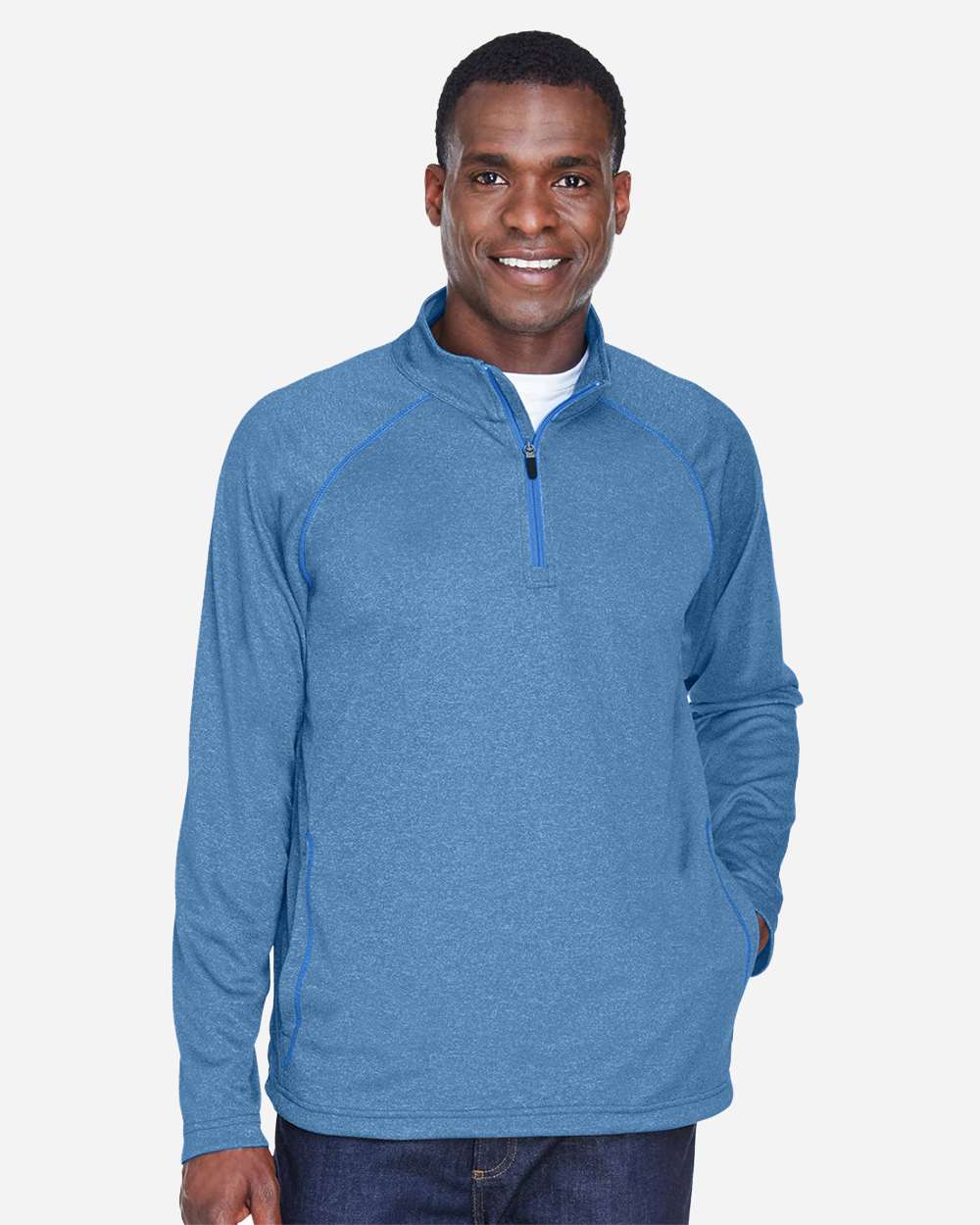 Men's Stretch Tech-Shell® Compass Quarter-Zip Pullover - OnModelFront - B656B2259 - French Blue Heather