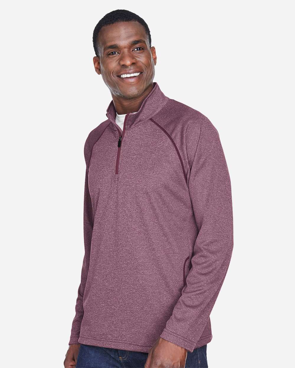 Men's Stretch Tech-Shell® Compass Quarter-Zip Pullover - OnModelSide - B656B2123 - Burgundy Heather