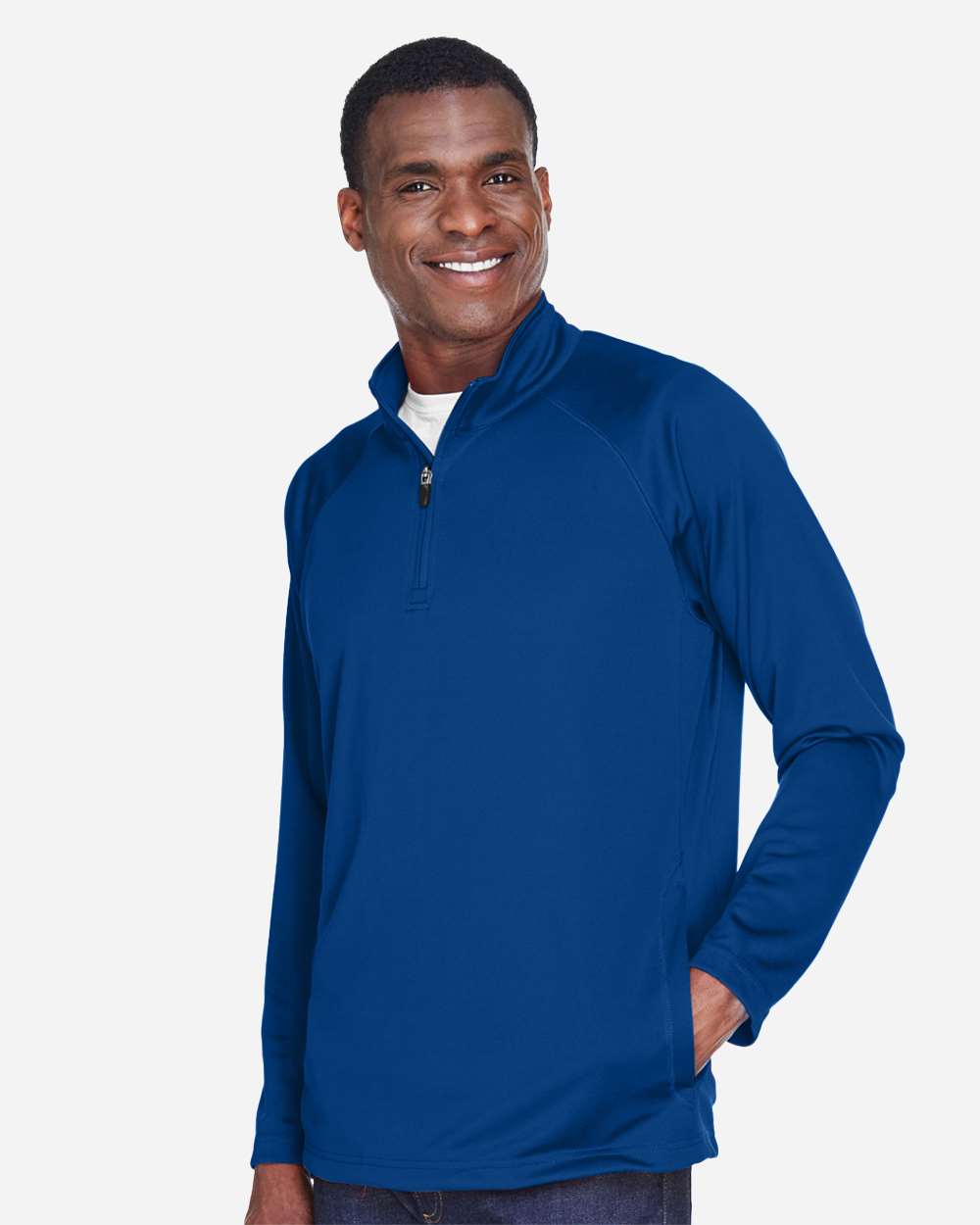 Men's Stretch Tech-Shell® Compass Quarter-Zip Pullover - OnModelSide - B656B2753 - True Royal