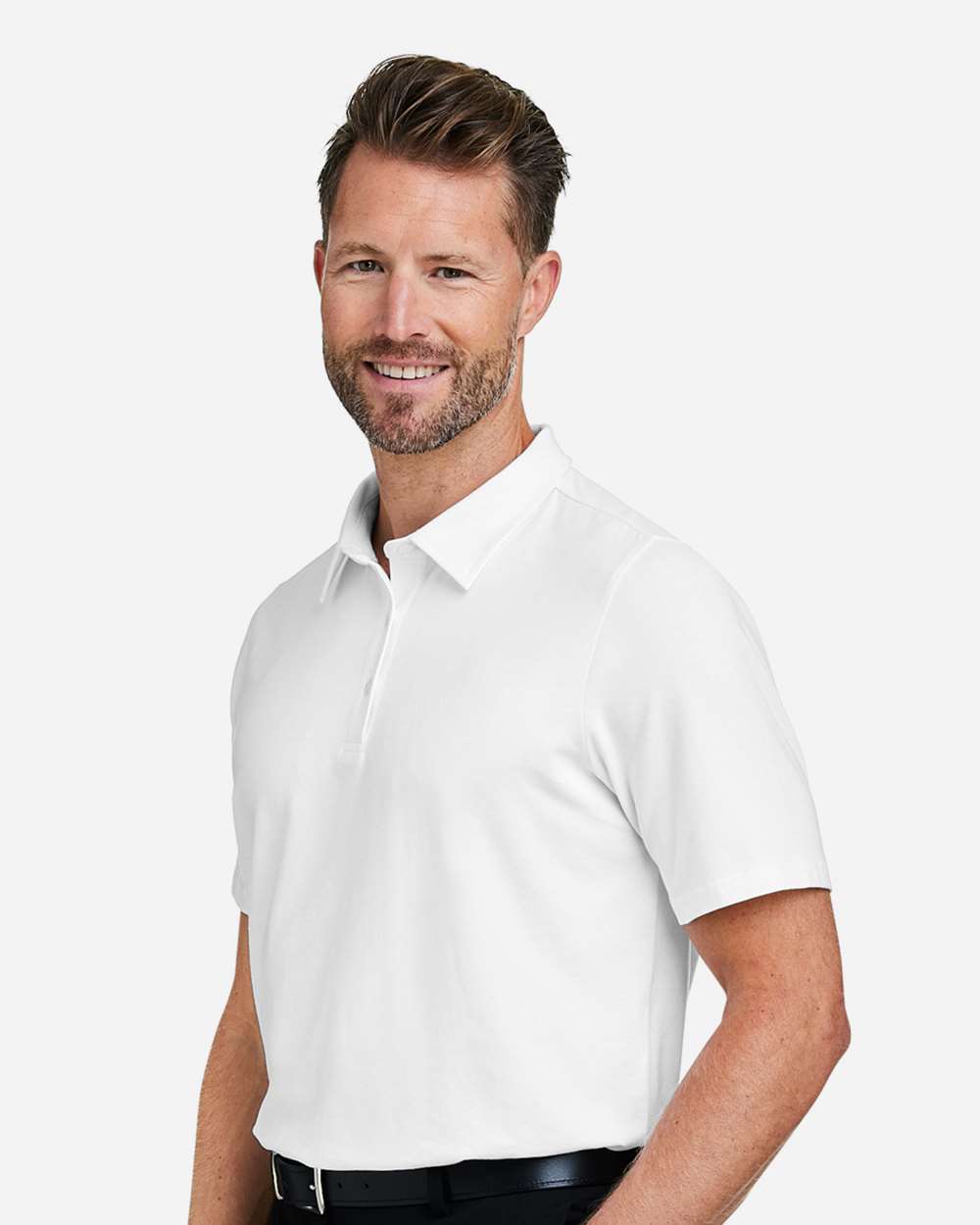 Men's Raleigh Stretch Polo - OnModelSide - B624B2003 - White