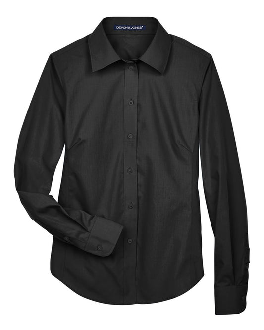 Women's Crown Collection® Broadcloth Woven Dress Shirt - Front - B601B2502 - Black