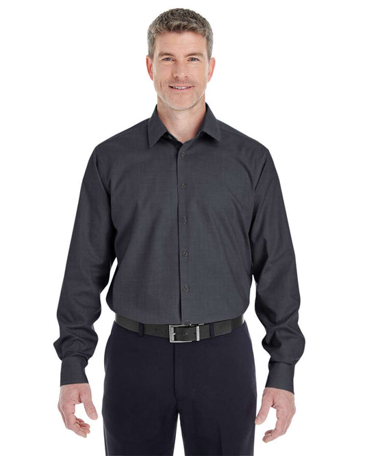 Men's Crown Collection® Royal Dobby Dress Shirt - OnModelFront - B677B2503 - Black