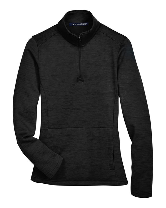 Women's Newbury Mélange Fleece Quarter-Zip Pullover - Front - B715B2502 - Black Heather
