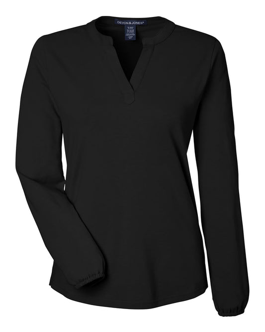Women's Raleigh Half-Placket Knit Top - Front - B718B2502 - Black