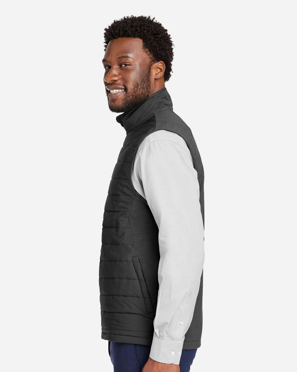 Men's New Classics® Charleston Hybrid Vest - OnModelSide - B699B2503 - Black/ Melange Black