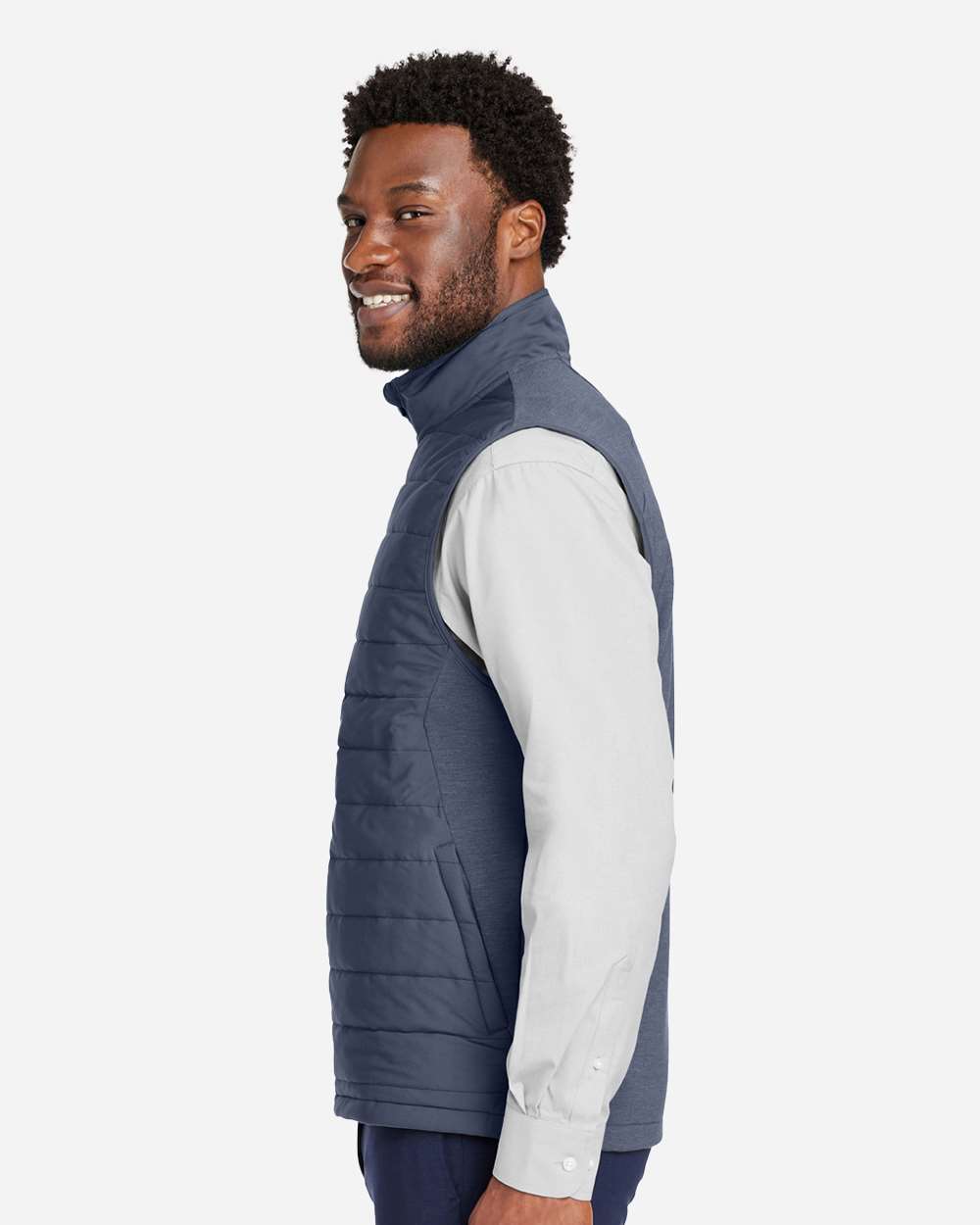 Men's New Classics® Charleston Hybrid Vest - OnModelSide - B699B2653 - Navy Melange/ Navy