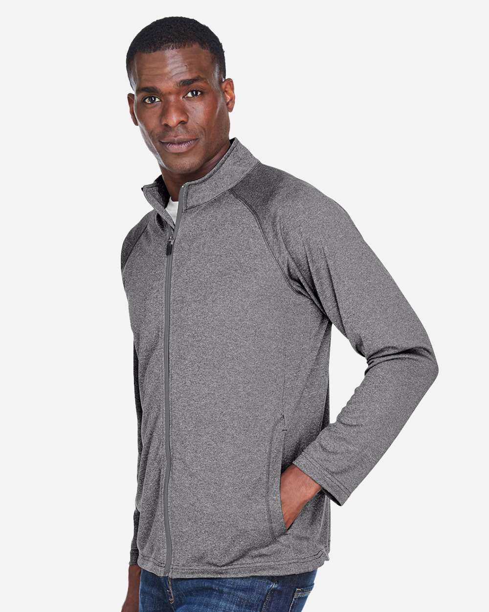 Men's Stretch Tech-Shell® Compass Full-Zip Jacket - OnModelSide - B652B2353 - Dark Grey Heather