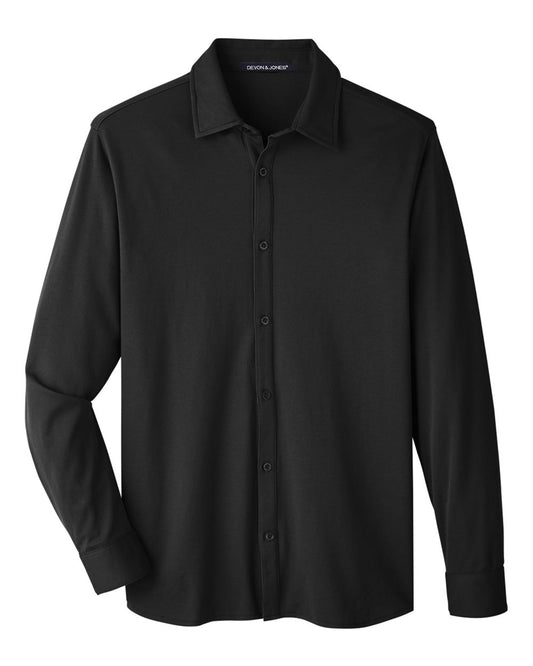 Men's CrownLux Performance® Plaited Dress Shirt - Front - B642B2505 - Black