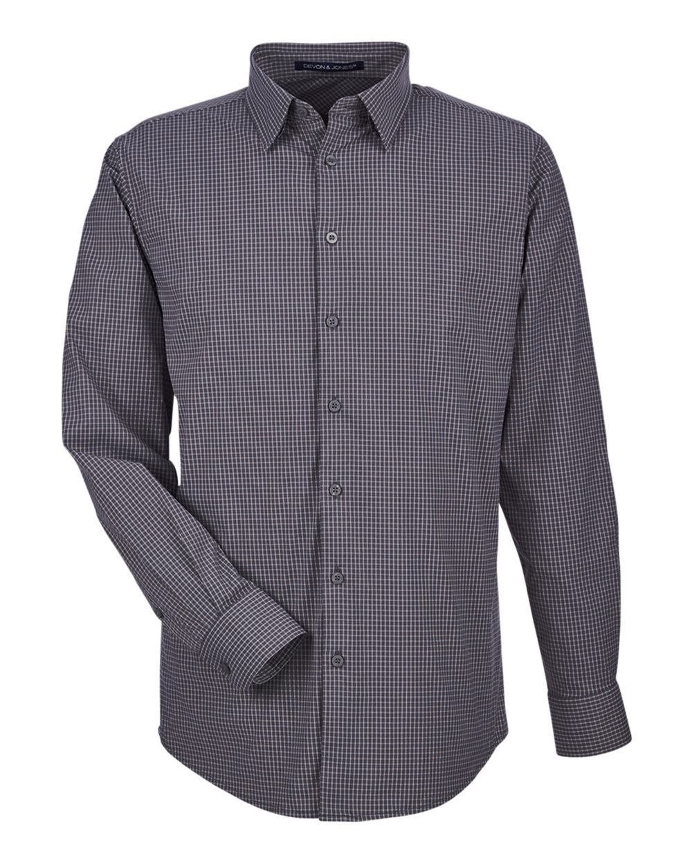 Men's CrownLux Performance® Tonal Mini Check Woven Dress Shirt - Front - B681B2093 - Carbon