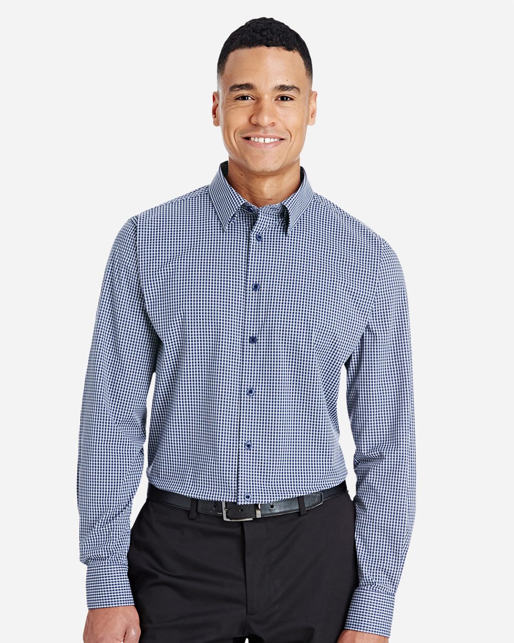 Men's CrownLux Performance® Tonal Mini Check Woven Dress Shirt - styleImage
