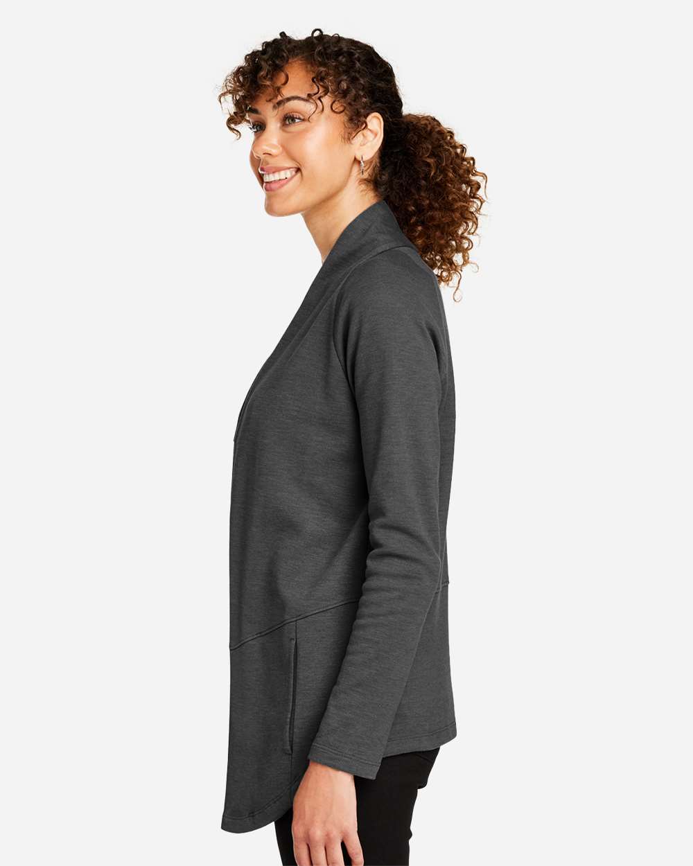 Women's New Classics® Charleston Cardigan - OnModelSide - B665B2502 - Black Melange