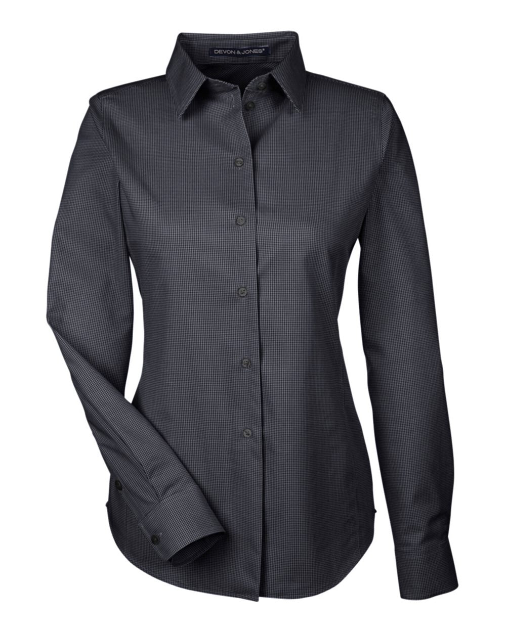 Women's Crown Collection® Royal Dobby Woven Dress Shirt - Front - B678B2502 - Black