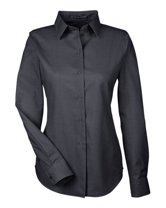 Women's Crown Collection® Royal Dobby Woven Dress Shirt - Front - B678B2502 - Black