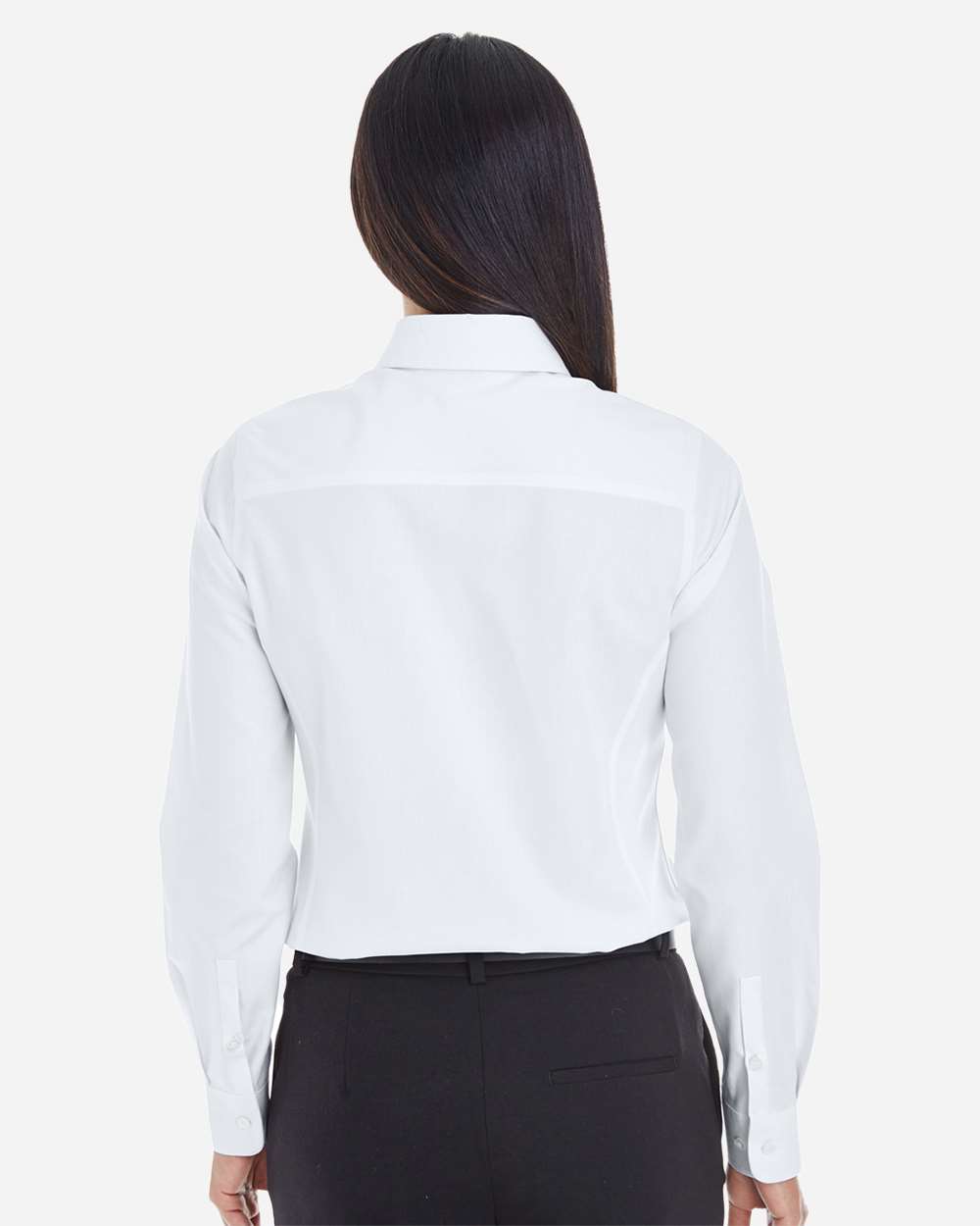 Women's Crown Collection® Royal Dobby Woven Dress Shirt - OnModelBack - B678B2002 - White