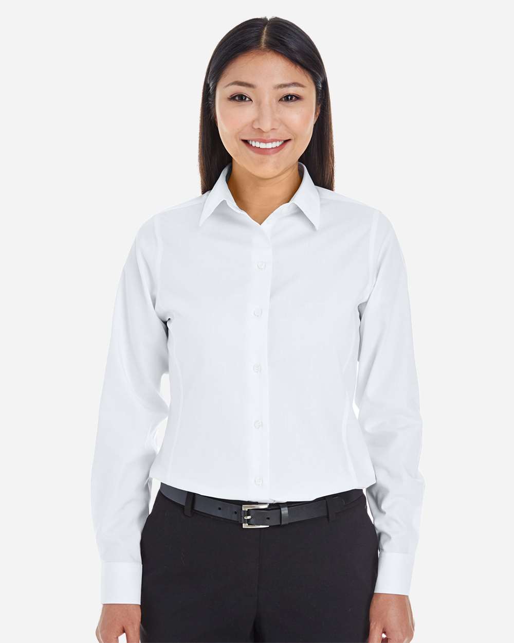 Women's Crown Collection® Royal Dobby Woven Dress Shirt - OnModelFront - B678B2002 - White