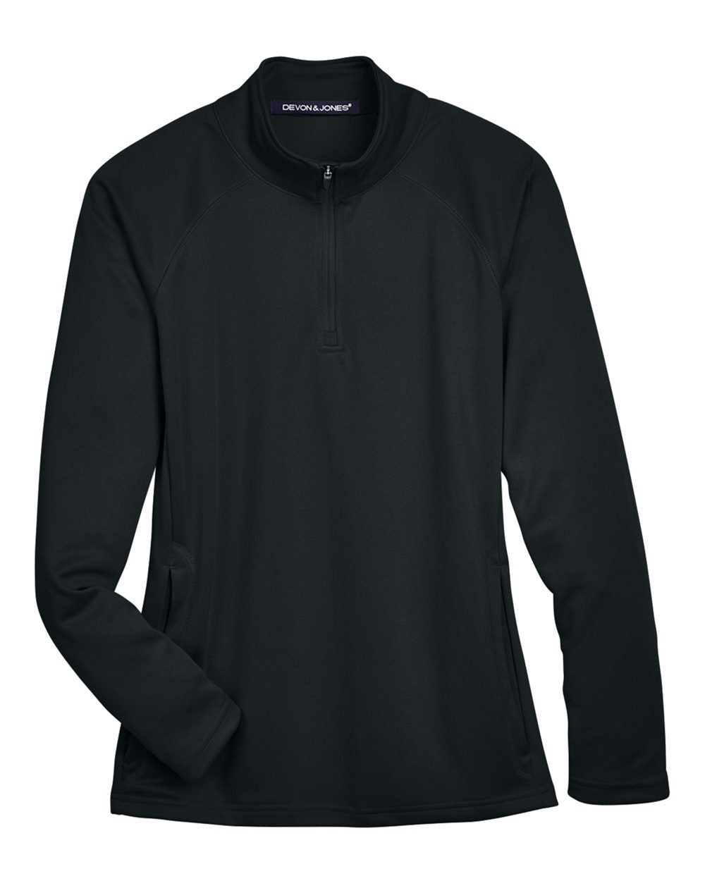 Women's Stretch Tech-Shell® Compass Quarter-Zip Pullover - Front - B657B2503 - Black