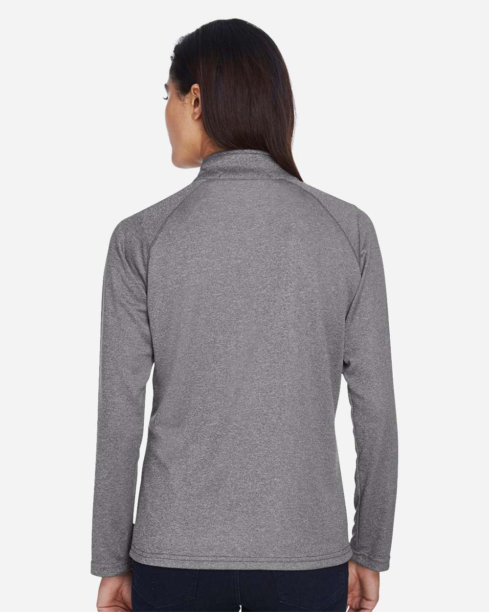 Women's Stretch Tech-Shell® Compass Quarter-Zip Pullover - OnModelBack - B657B2353 - Dark Grey Heather