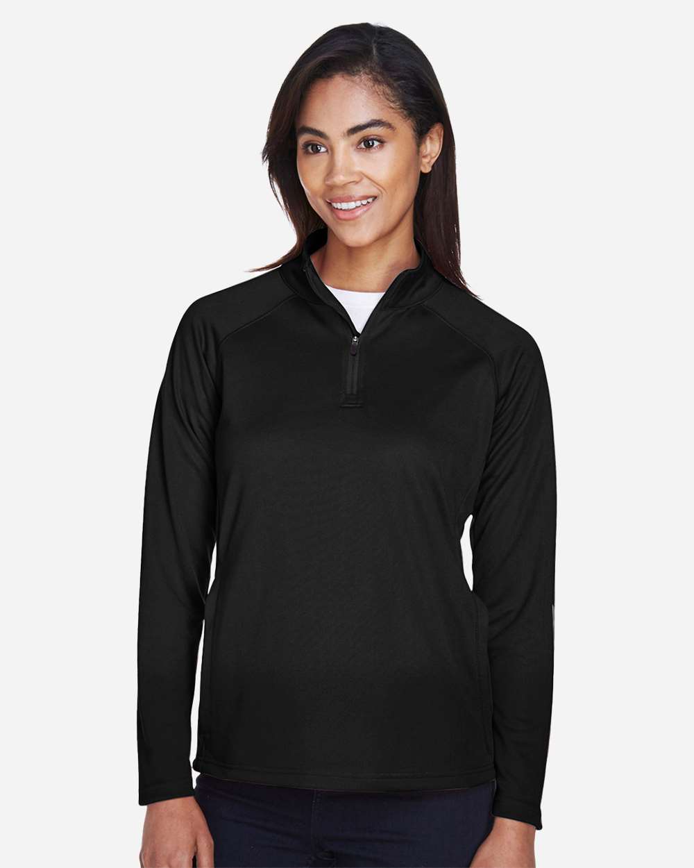 Women's Stretch Tech-Shell® Compass Quarter-Zip Pullover - OnModelFront - B657B2503 - Black