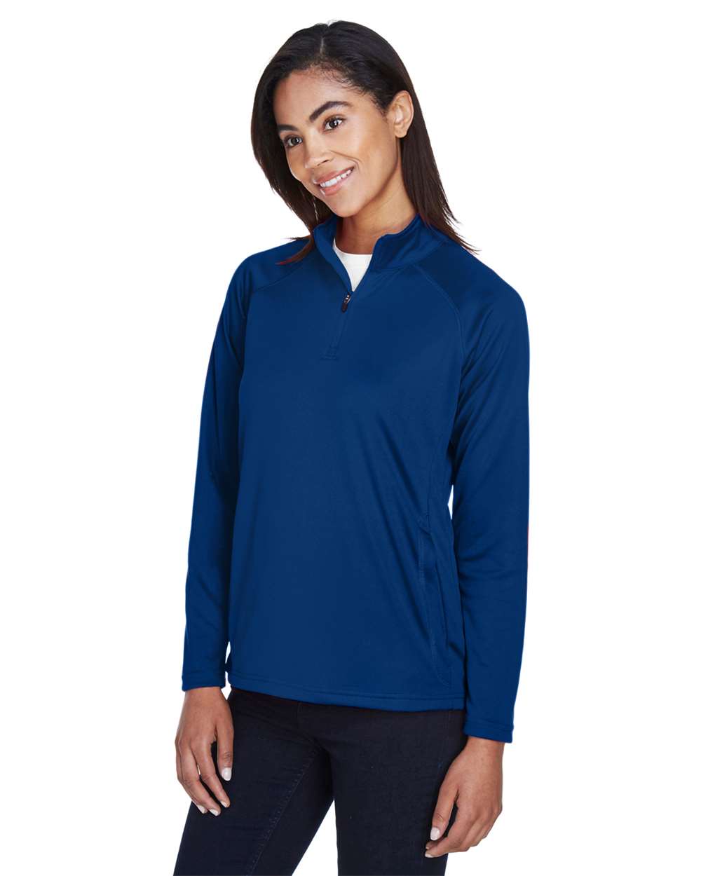 Women's Stretch Tech-Shell® Compass Quarter-Zip Pullover - OnModelSide - B657B2753 - True Royal