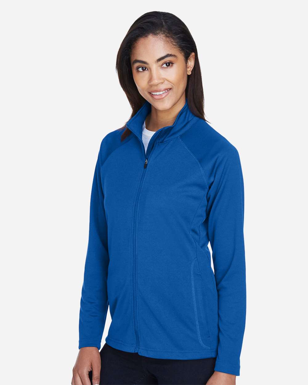 Women's Stretch Tech-Shell® Compass Full-Zip Jacket - OnModelSide - B653B2753 - True Royal