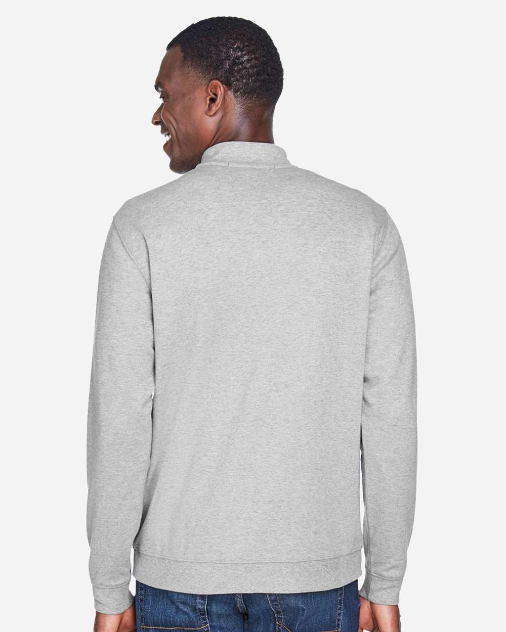 Men's DRYTEC20™ Performance Quarter-Zip Pullover - OnModelBack - B660B2353 - Grey Heather/ Grey H/ French Blue