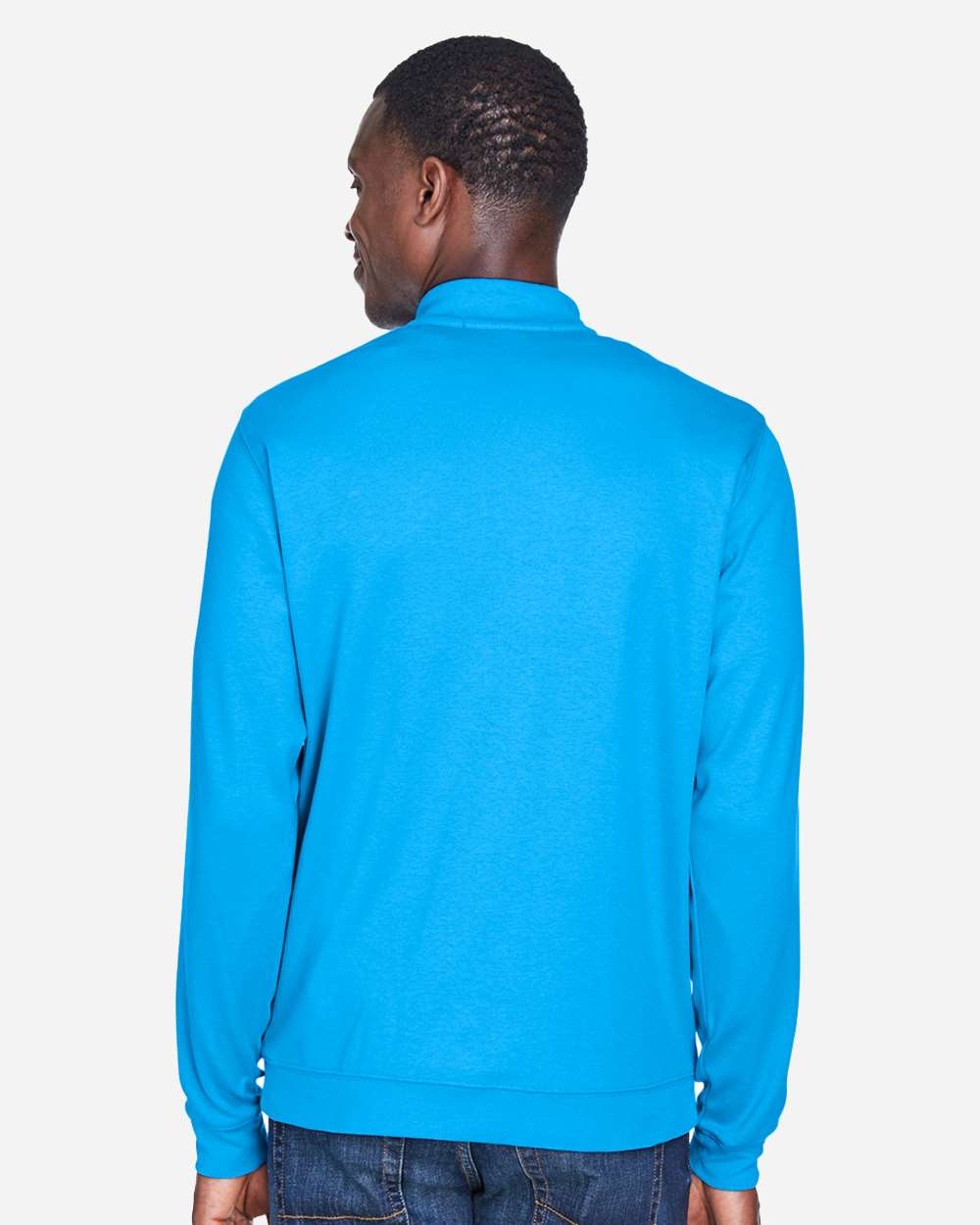 Men's DRYTEC20™ Performance Quarter-Zip Pullover - OnModelBack - B660B2683 - Ocean Blue/ Navy/ Ocean Blue