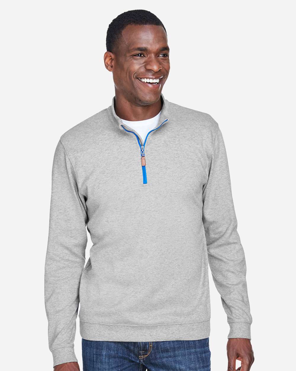 Men's DRYTEC20™ Performance Quarter-Zip Pullover - OnModelFront - B660B2353 - Grey Heather/ Grey H/ French Blue