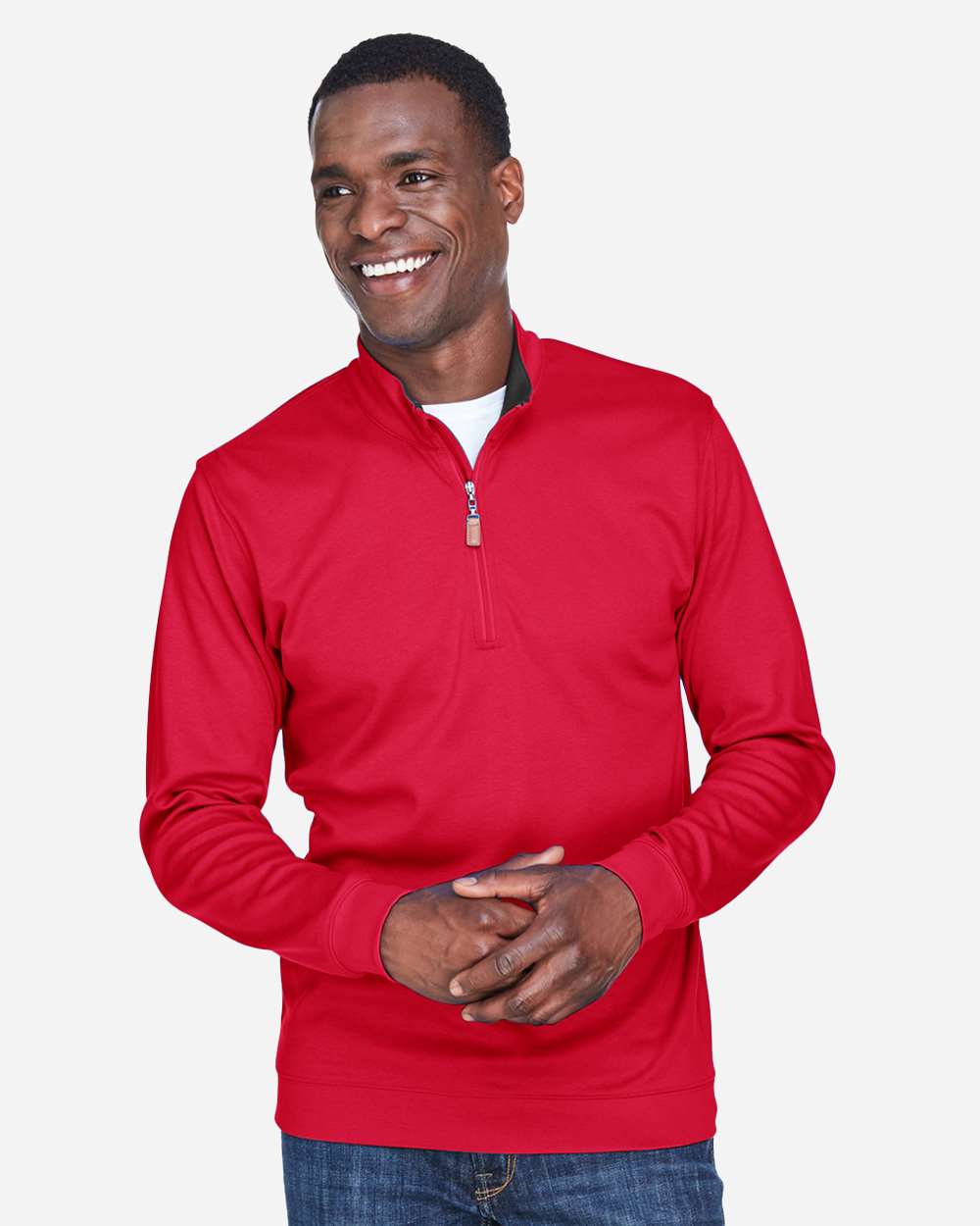 Men's DRYTEC20™ Performance Quarter-Zip Pullover - OnModelFront - B660B2703 - Red/ Navy/ Red