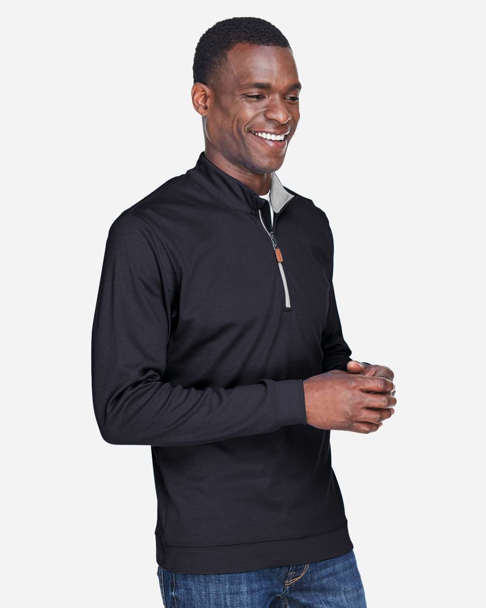 Men's DRYTEC20™ Performance Quarter-Zip Pullover - OnModelSide - B660B2503 - Black/ Grey Heather/ Graphite