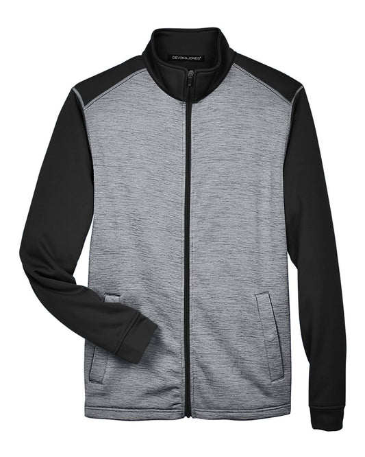 Men's Newbury Colorblock Mélange Fleece Full-Zip jacket - Front - B712B2503 - Black Heather/ Dark Grey Heather