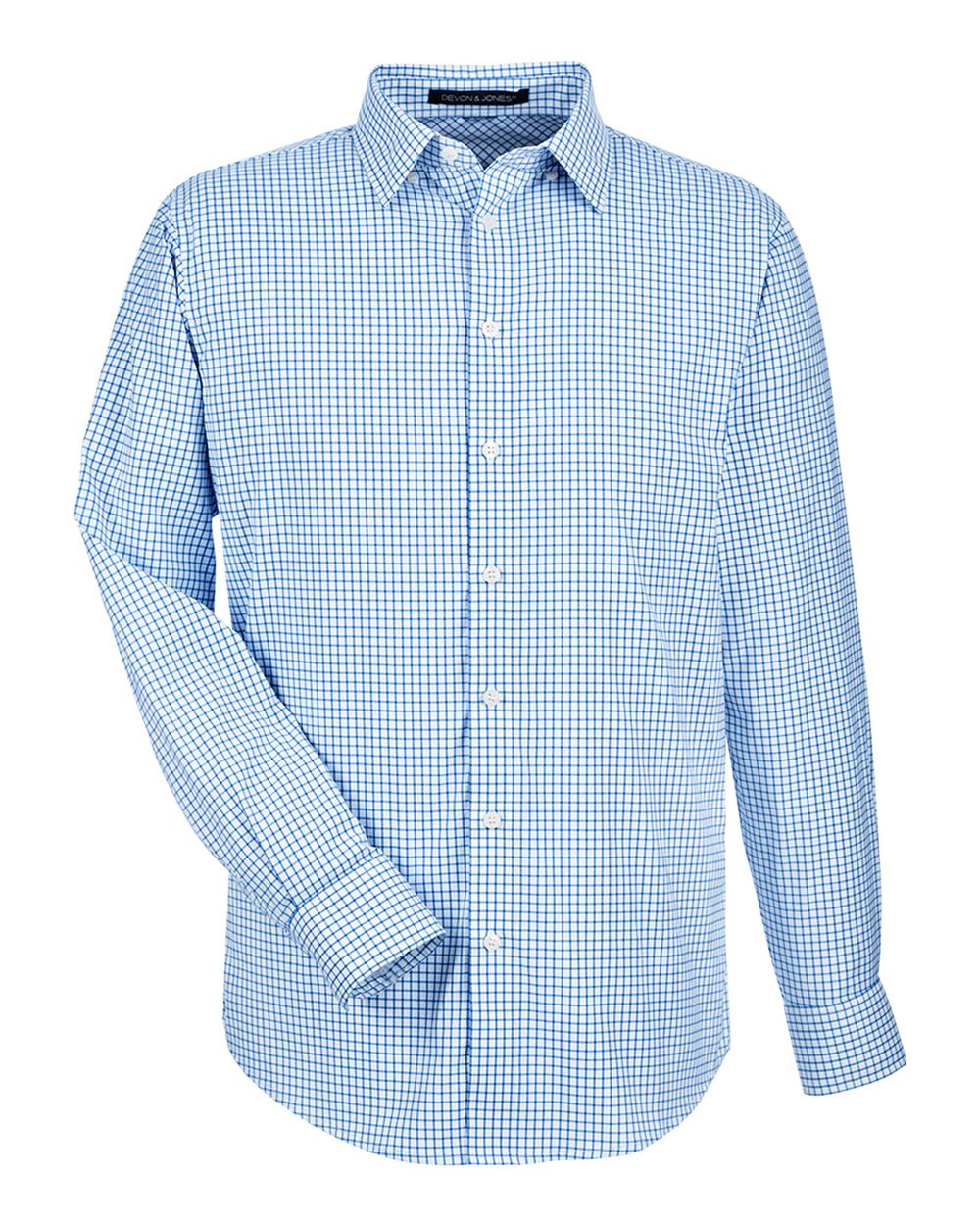 Men's CrownLux Performance® Micro Windowpane Woven Dress Shirt - Front - B687B2253 - French Blue/ White