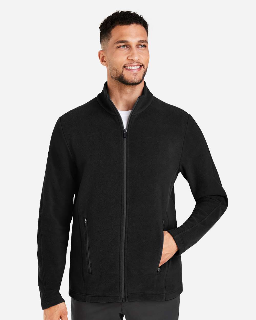 Men's CrownLux Performance® Fleece Full-Zip Jacket - OnModelFront - B705B2503 - Black