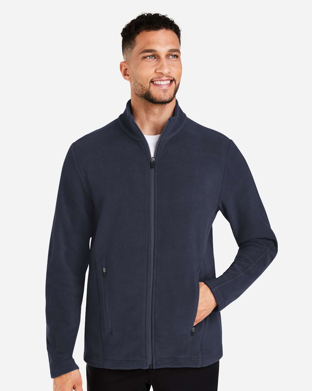 Men's CrownLux Performance® Fleece Full-Zip Jacket - OnModelFront - B705B2653 - Navy