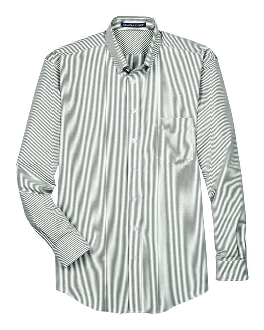 Men's Crown Collection® Banker Stripe Woven Dress Shirt - Front - B606B2663 - Dill