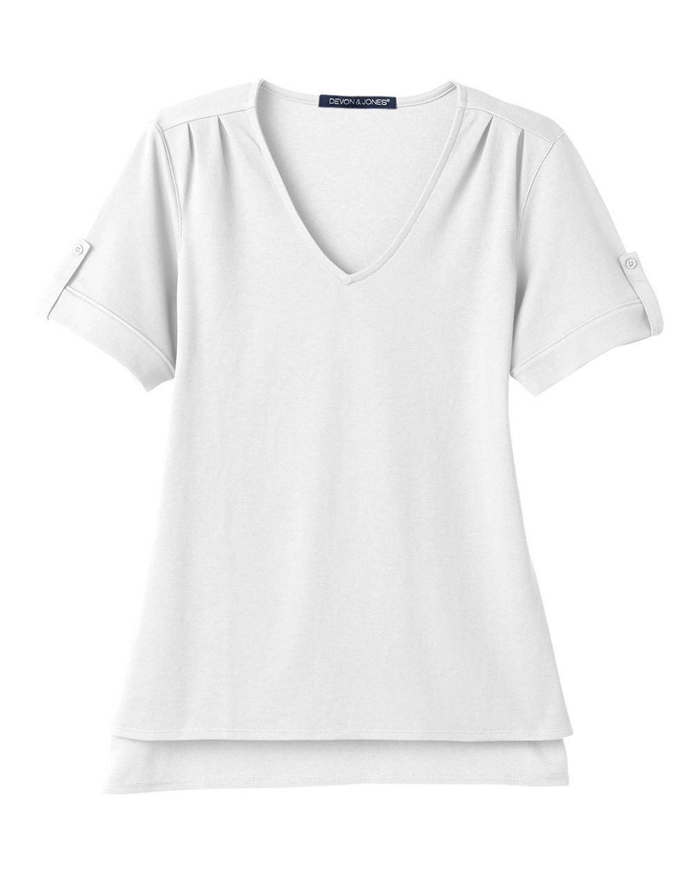 Women's CrownLux Performance® Plaited Rolled Sleeve Shirt - Front - B641B2002 - White