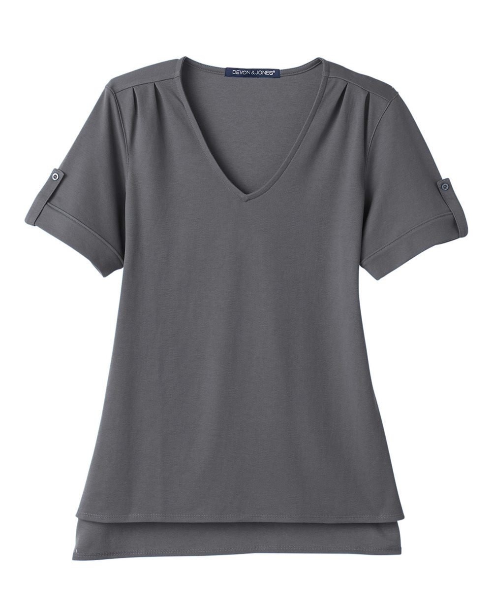 Women's CrownLux Performance® Plaited Rolled Sleeve Shirt - Front - B641B2202 - Graphite