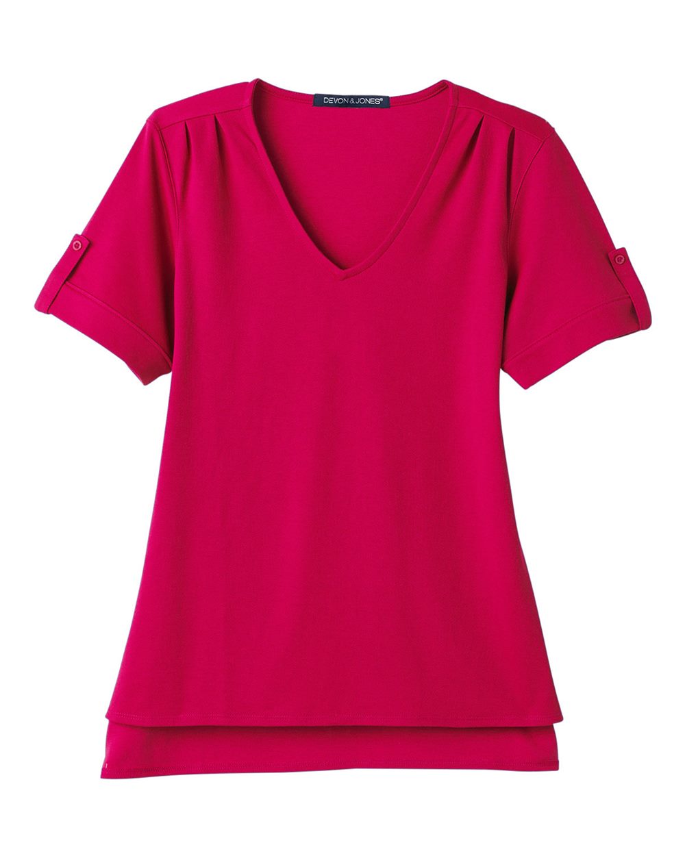 Women's CrownLux Performance® Plaited Rolled Sleeve Shirt - Front - B641B2702 - Red