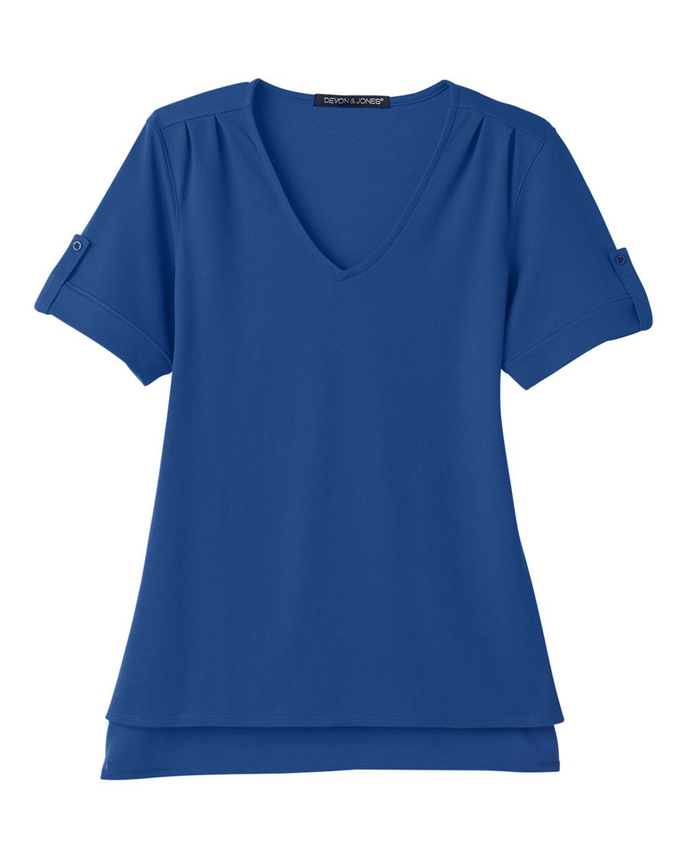 Women's CrownLux Performance® Plaited Rolled Sleeve Shirt - Front - B641B2752 - True Royal