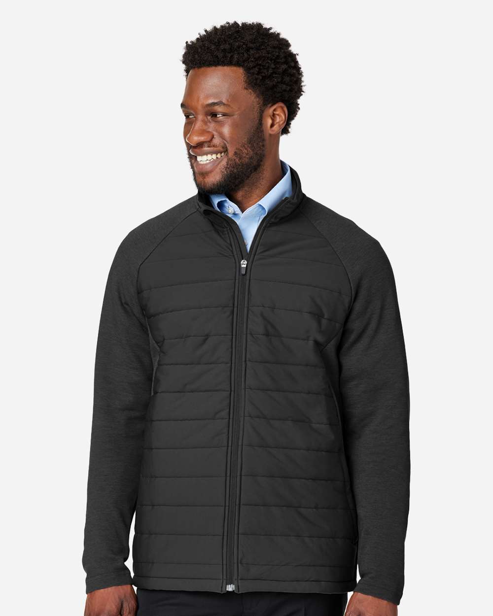 Men's New Classics® Charleston Hybrid Jacket - OnModelFront - B697B2503 - Black/ Melange Black