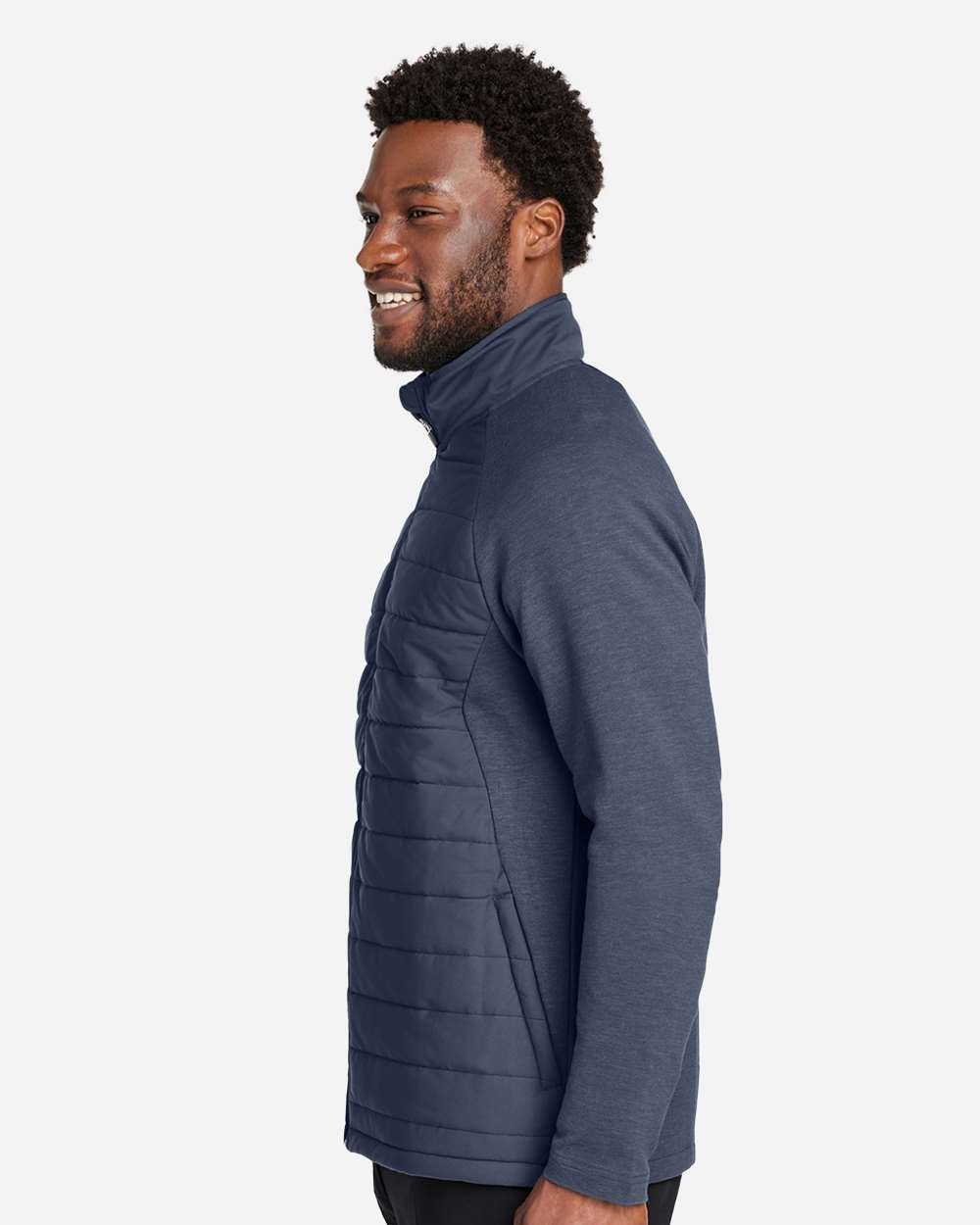 Men's New Classics® Charleston Hybrid Jacket - OnModelSide - B697B2653 - Navy Melange/ Navy