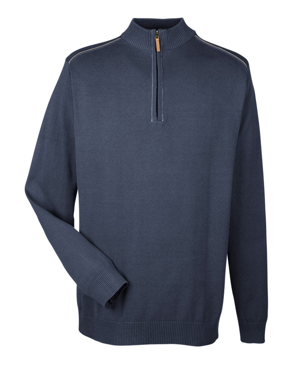 Men's Manchester Fully-Fashioned Quarter-Zip Pullover Sweater - Front - B658B2653 - Navy/ Graphite
