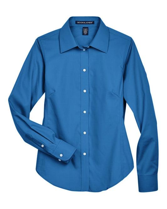 Women's Crown Collection® Oxford Woven Dress Shirt - Front - B603B2253 - French Blue