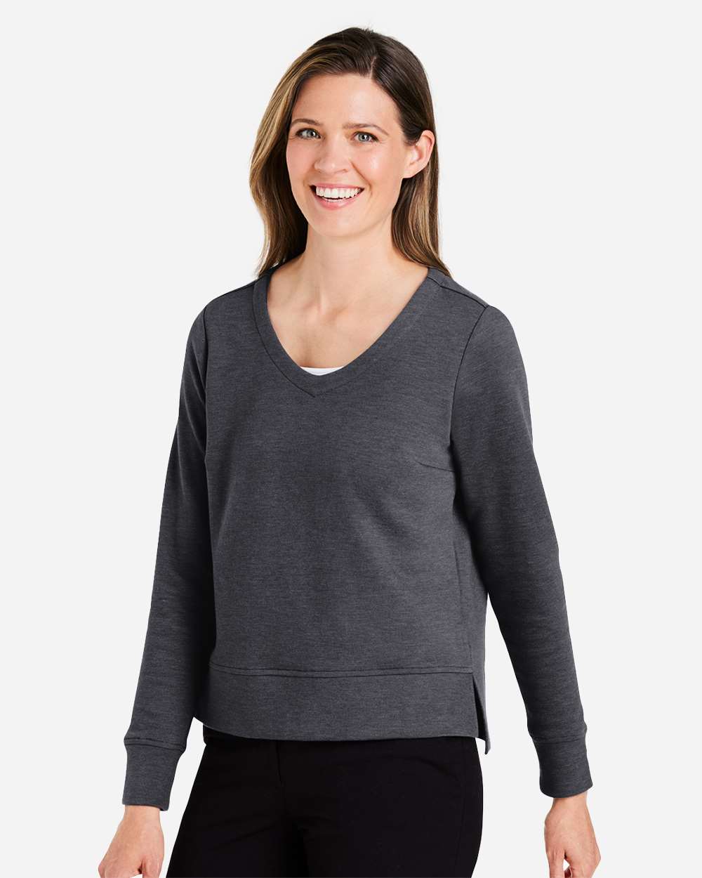 Women's New Classics® Charleston Pullover - OnModelSide - B668B2502 - Black Melange