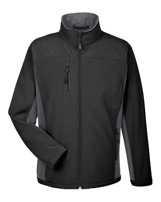Men's Soft Shell Colorblock Jacket - Front - B616B2503 - Black/ Dark Charcoal