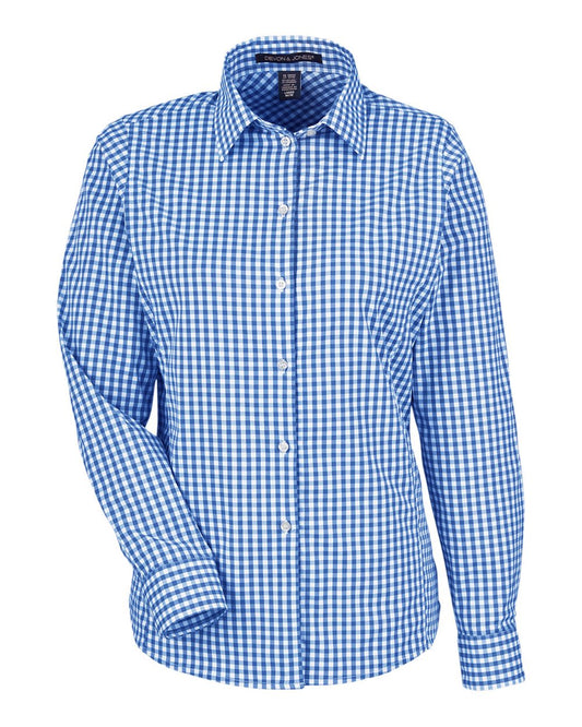 Women's CrownLux Performance® Gingham Dress Shirt - Front - B684B2252 - French Blue/ White