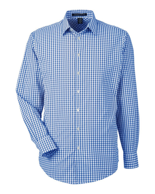 Men's CrownLux Performance® Gingham Dress Shirt - Front - B683B2253 - French Blue/ White