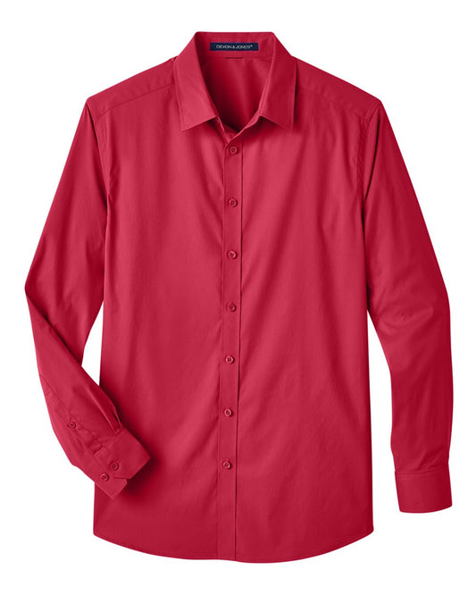 Men's CrownLux Performance® Stretch Woven Dress Shirt - Front - B689B2706 - Red
