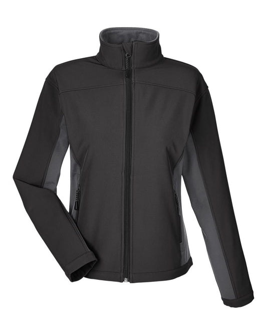 Women's Soft Shell Colorblock Jacket - Front - B617B2503 - Black/ Dark Charcoal