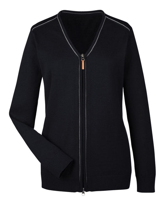 Women's Manchester Fully-Fashioned Full-Zip Cardigan Sweater - Front - B659B2118 - Black/ Graphite
