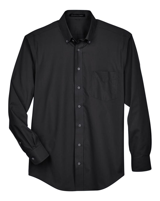 Men's Tall Crown Collection® Broadcloth Woven Dress Shirt - Front - B600B2506 - Black